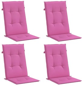 Almofadões cadeira de encosto alto 4 pcs tecido rosa