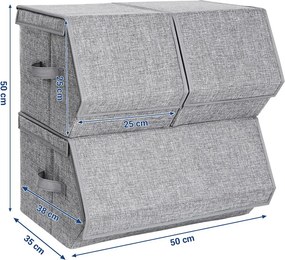Conjunto de 3 caixas de arrumação com tampa cinzentas
