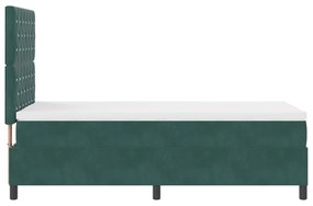 Cama Box com Colchão &amp; LED verde escuro 90x190 cm Veludo