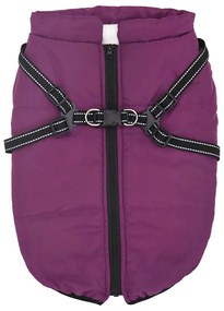 casaco para cães com arnês impermeável reflexivo roxo L48