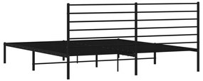 Estrutura de cama com cabeceira 200x200 cm metal preto