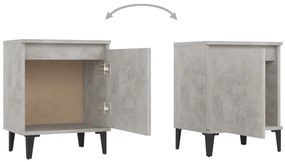 Mesa de cabeceira c/ pernas em metal 40x30x50 cm cinza cimento