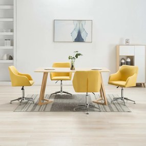 vidaXL Cadeiras de jantar giratórias 4 pcs tecido amarelo