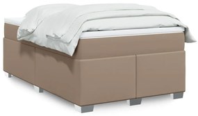 Cama boxspring c/ colchão 120x190cm couro artificial cappuccino