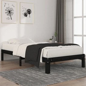 Estrutura de cama 100x200 cm pinho maciço preto