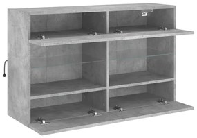 Móvel parede p/ TV c/ luzes LED 98,5x30x60,5 cm cinza cimento