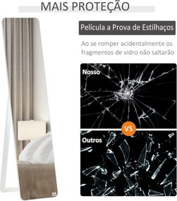Espelho de Pé de Corpo Inteiro Retangular Espelho de Parede com 2 Form