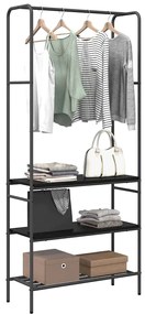 Suporte para Roupas com Prateleiras Carvalho preto
