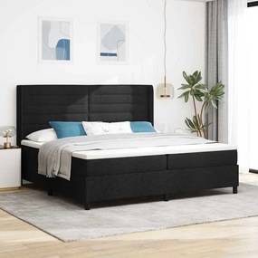 vidaXL Cama Box Spring LED com colchão Preto 200 x 200 cm tecido