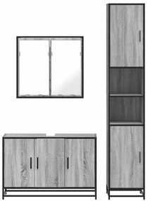 3 pcs Conjunto móveis casa de banho madeira proc. cinza sonoma