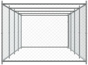 Jaula para cão com porta 8x2x1,5 m aço galvanizado cinzento