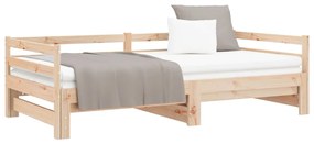 Sofá-cama de puxar 2x(90x200) cm pinho maciço