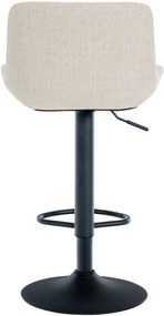Conjunto de 2 bancos de bar Tover em tecido e com estrutura preta 48 x 81-105 x 54 cm Creme