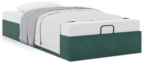 Ottoman Bed Frame Sem Colchão Verde Escuro 100x200 cm Veludo