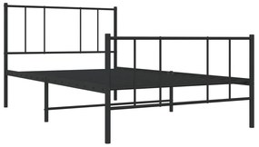 Estrutura de cama com cabeceira e pés 90x200 cm metal preto