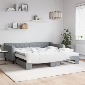 Sofá-cama c/ gavetão e colchões 100x200cm tecido cinzento-claro