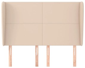 Cabeceira cama c/ abas couro artif. 147x23x118/128cm cappuccino
