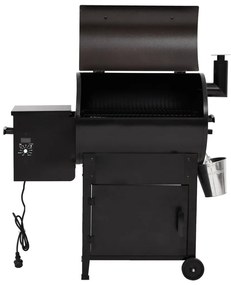 Grelhador a pellets com chaminé 104 cm ferro preto