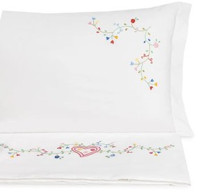 Jogo de lençóis bordados da lixa - 100% algodão percal 200 fios: Cama 150cm - 1 lençol ajustable 150x200+30 cm + 1 lençol superior 240x300 cm + 2  fronhas 50x70 cm