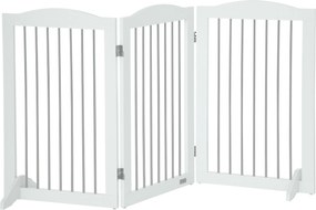PawHut Barreira para Cães Dobrável 154x30x80 cm com Suporte e 3 Painéis Branco | Aosom Portugal