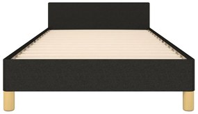 Estrutura de cama c/ cabeceira tecido preto 90x200 cm