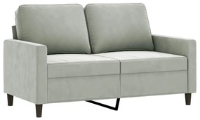3 pcs conjunto de sofás com almofadas veludo cinzento-claro