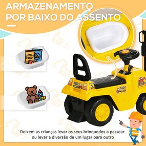 Carro Andador para Crianças acima de 3 Anos Empilhadeira Elevatória de Brinquedo com Forquilha Móvel Buzina e Assento com Armazenamento Oculto Carga M