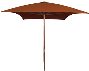 vidaXL Guarda-sol de jardim c/ poste de madeira 200x300 cm terracotta