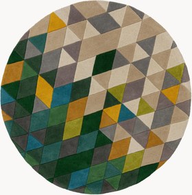 Tapete redondo de lã tufado à mão de pelo curto Prism