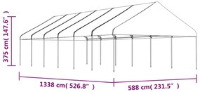 Gazebo com telhado 13,38x5,88x3,75 m polietileno branco