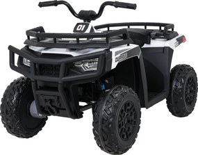 Moto 4 eletrica Crianças ATV WOLF 24V 4x4, 4 motores 200W, Rodas de espuma EVA, Assento Couro ecológico Branca