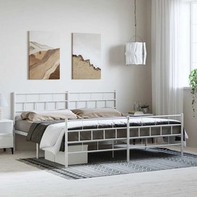 vidaXL Estrutura de cama com cabeceira e pés 193x203 cm metal branco