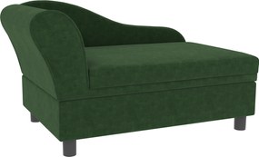 Cama para cães e gatos 76 x 45 x 43 cm com pés e baú de arrumação, estilo moderno, almofada de assento removível, verde