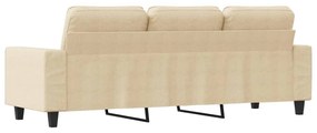Sofá de 3 lugares tecido 180 cm cor creme