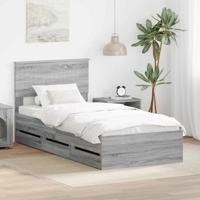 vidaXL Estrutura da Cama com gaveta Cinza Sonoma 90 x 200 cm