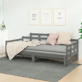 820349 vidaXL Estrutura sofá-cama de puxar 2x(80x200) cm pinho maciço cinza