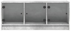 Móvel de TV c/ portas de vidro 102x37x42 cm cinza cimento