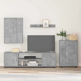 vidaXL Conjunto de Gabinete para TV de 4 Peças 4 pcs Cinzento cimento