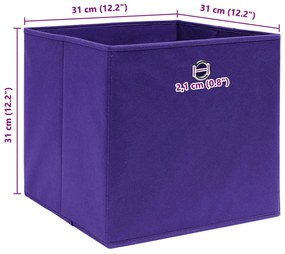 Caixas de arrumação 10 pcs 32x32x32 cm tecido roxo