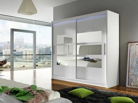 Roupeiro Closico 101, Branco, 215x180x58cm, 147 kg, Portas para roupeiro: Deslizante, Número de prateleiras: 5, Número de prateleiras: 5