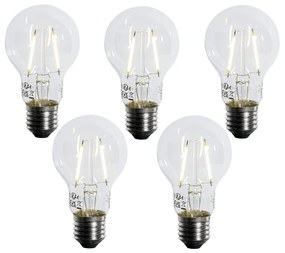 Conjunto de 5 Lâmpada LED E27 A60 Lux Sensor 2.5W 250LM 2700K