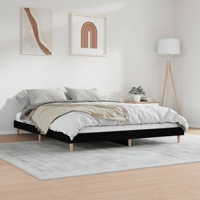Estrutura de cama 200x200 cm derivados de madeira preto