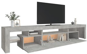 Móvel de TV com luzes LED 215x36,5x40 cm cinzento cimento