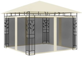 vidaXL Gazebo com rede mosquiteira 3x3x2,73 m 180 g/m² creme