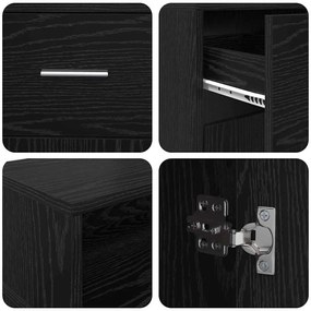 Escrivaninha Carvalho Preto 160x55x91 cm Madeira Engenheirada