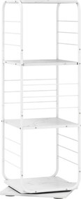 Estante giratória de 4 níveis Torre 360° com estrutura metálica 40 x 40 x 115 cm economiza espaço de canto para escritório, casa, sala, branca