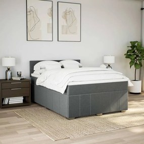 Cama com molas/colchão 160x200 cm tecido cinzento-escuro