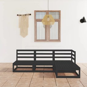 vidaXL 4 pcs conjunto lounge de jardim pinho maciço preto