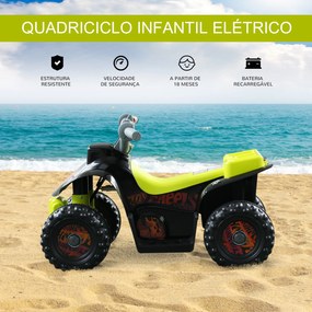 HOMCOM Quadriciclo Bateria 6V Mota Elétrica para Crianças acima de 18 Meses Velocidade 2,5km/h Carga Máx 20kg Sons Luzes e Carregador Incluido 66x43x43 Preto e Amarelo