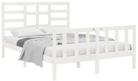 Estrutura cama pequena casal 120x190 cm pinho maciço branco